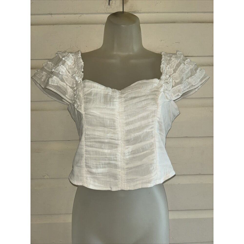 Free People 100% Cotton Short Sleeve Cropped Top Size S